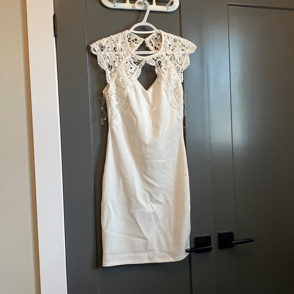 White lace top dress